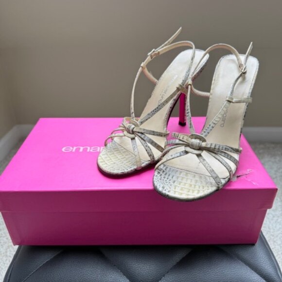 Emanuel Ungaro Shoes - emanuel ungaro Paris High Heel Sandal Beige Croc Size 6.5